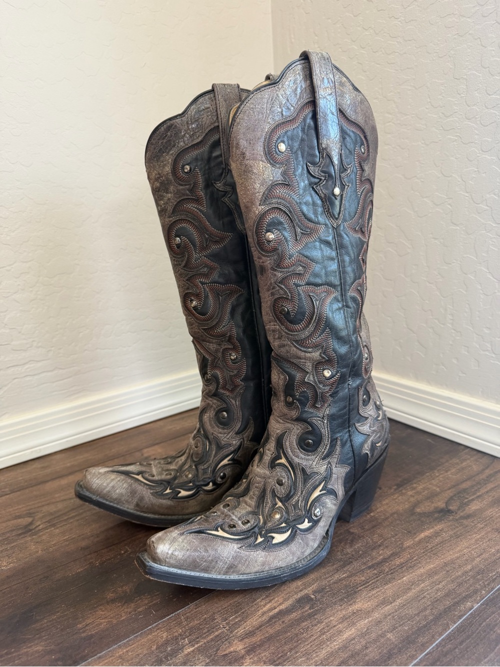Corral Studded Western Boots in Brown and Black